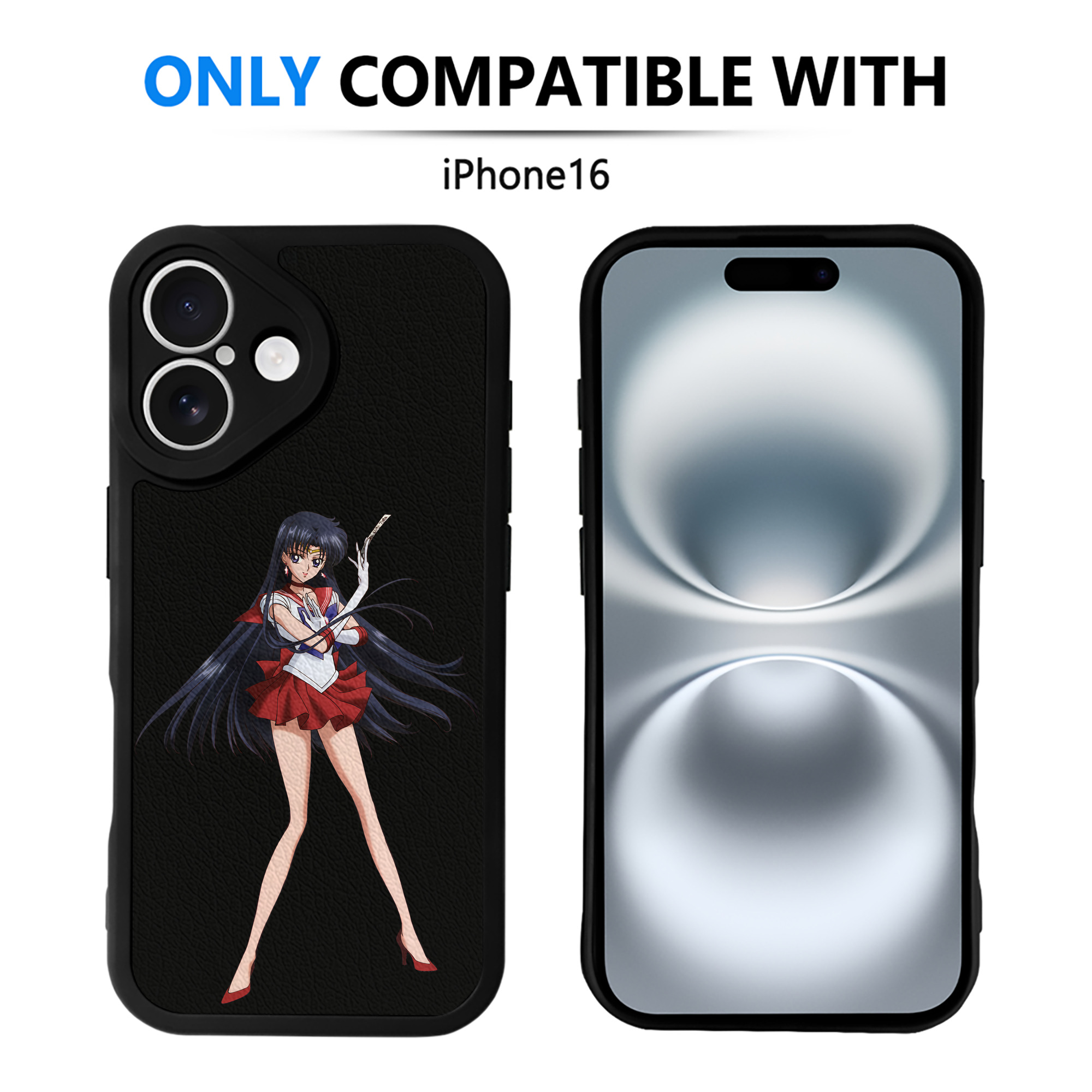 （画像用） 美少女戦士セーラームーン 火野レイ ひの レイ Sailor Moon Hino Rei （セーラーマーズ,Sailor Mars） 【iPhone 16シリーズ対応】シリコンスマホケース（レザー調） 材質：シリコン